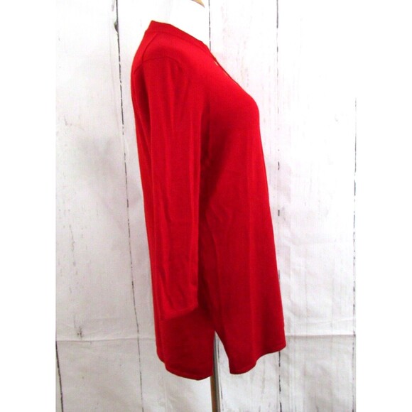 Cable & Gauge Women's 1/4 Zip Tunic Sweater Gold Grommet Accents Red Size M - Picture 5 of 6